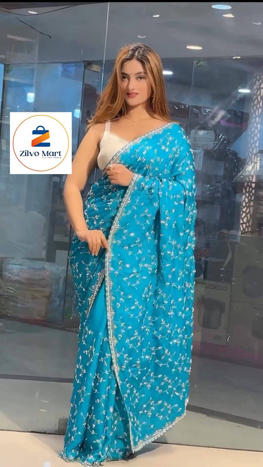 Chinigura Georgette Sequences and Embroidery Saree