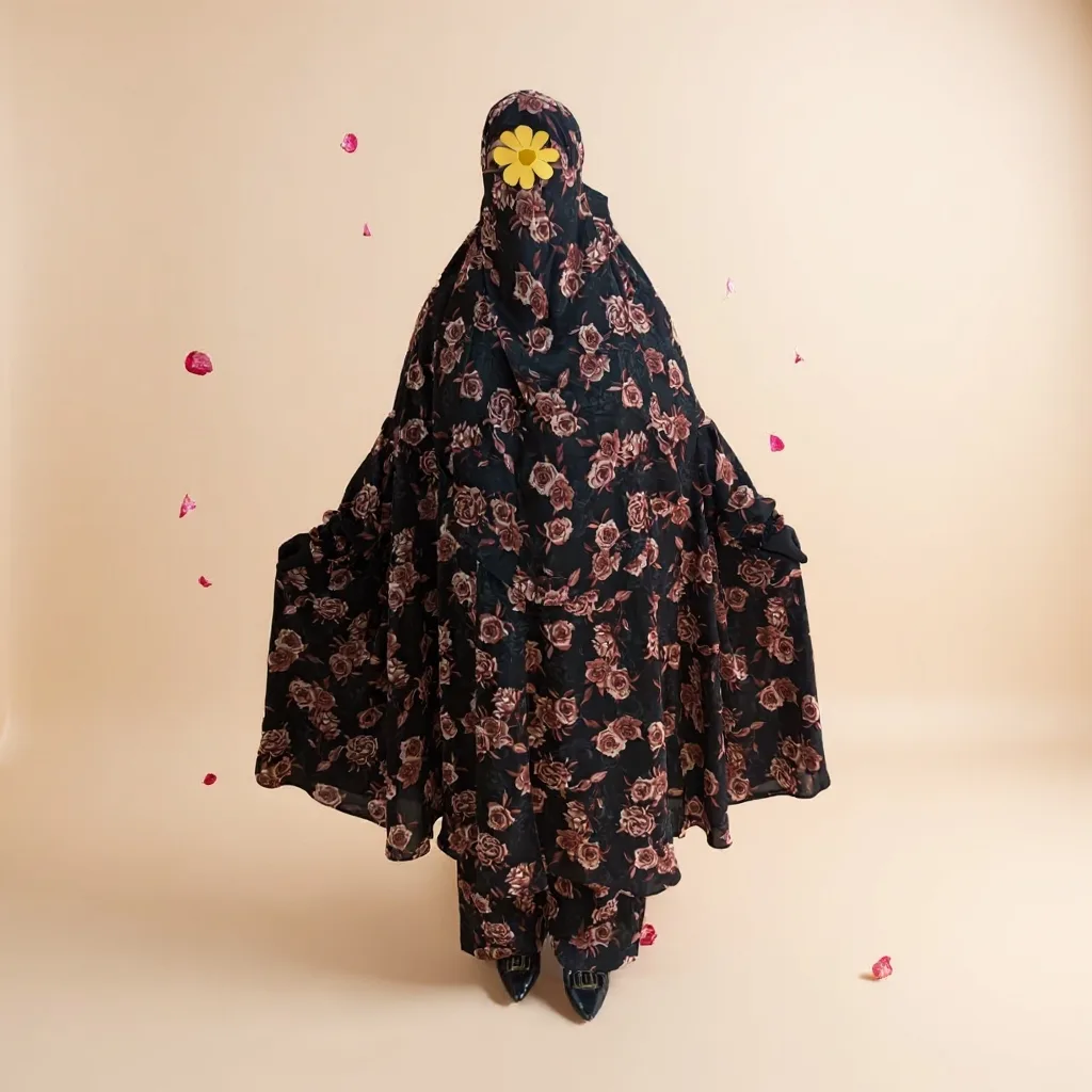 Cherry Georgette Fabric Khimar Set CG126