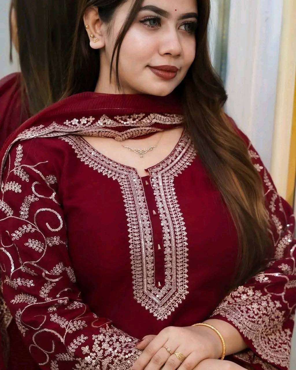 Eid coolection Premium Soft Jorjet With sequence embroidery Three Piece 003