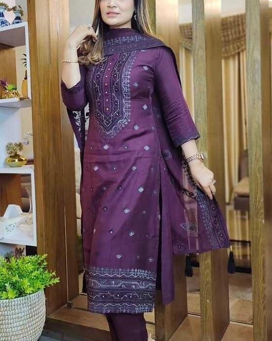 Unstich Block Print Three Piece 004